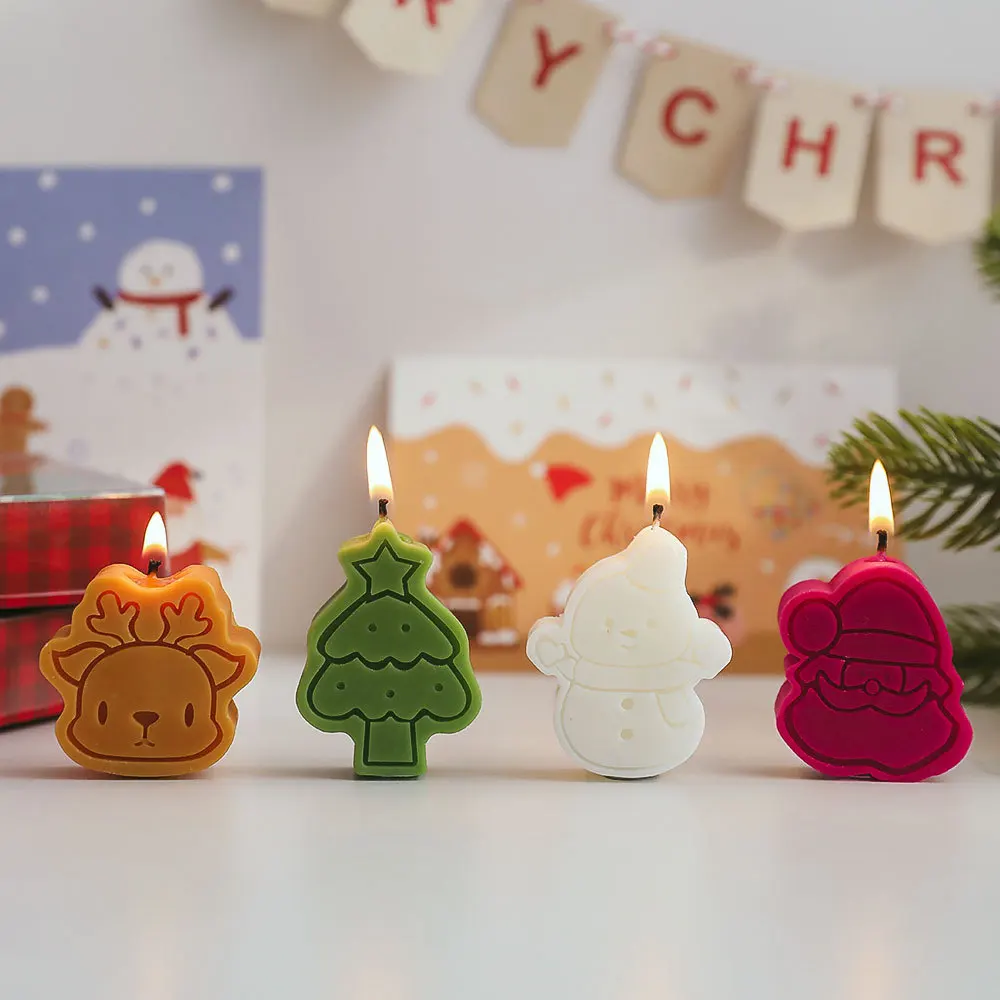 Holiday Candle Set - Creative Christmas Snowman Gingerbread Man Christmas