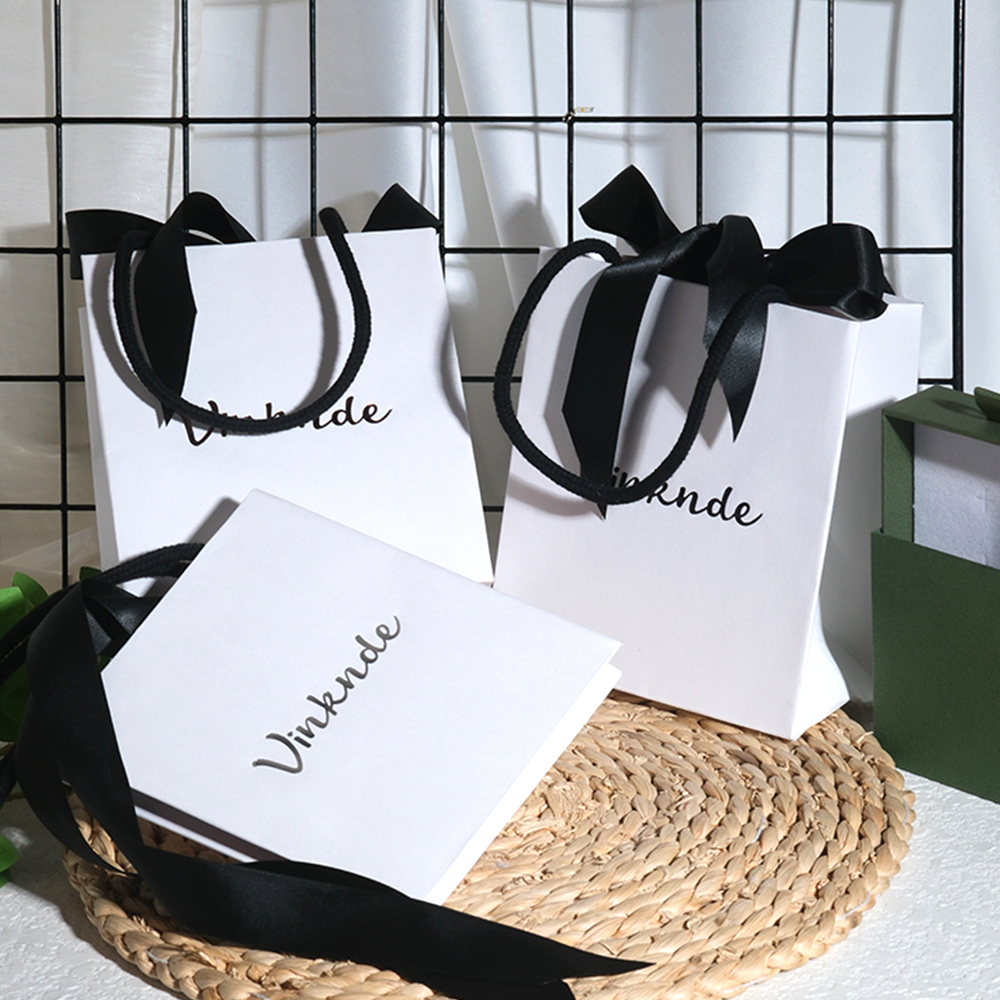 Ribbon Bow Gift - Custom White Paper Bag with Black