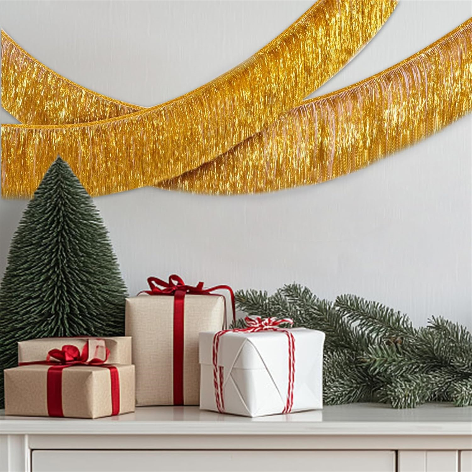 Tinsel Garland Decoration - Gold Foil Fringe Garland Party Decorations
