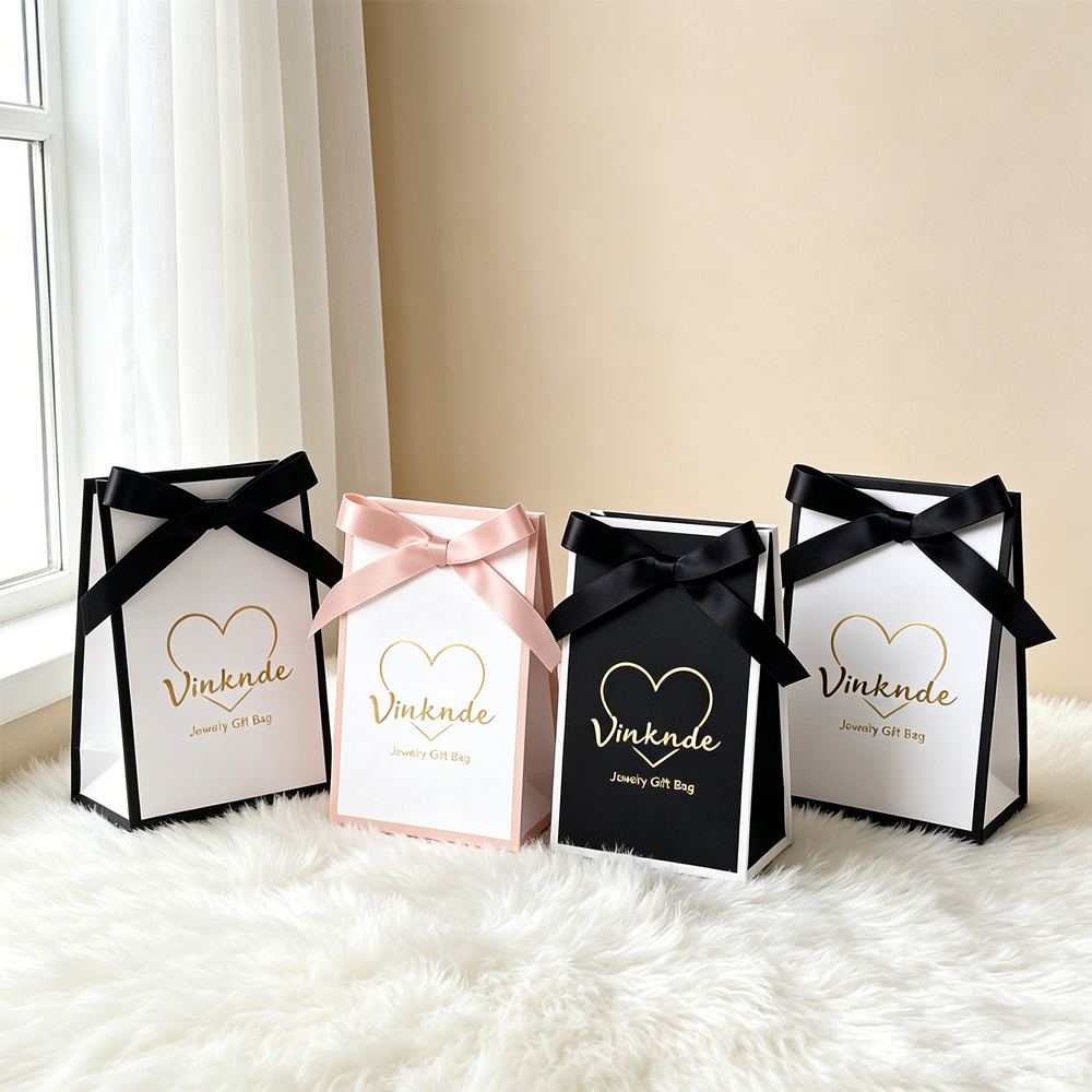 Ribbon Bow Gift - Customized Logo Paper Jewelry Bags with