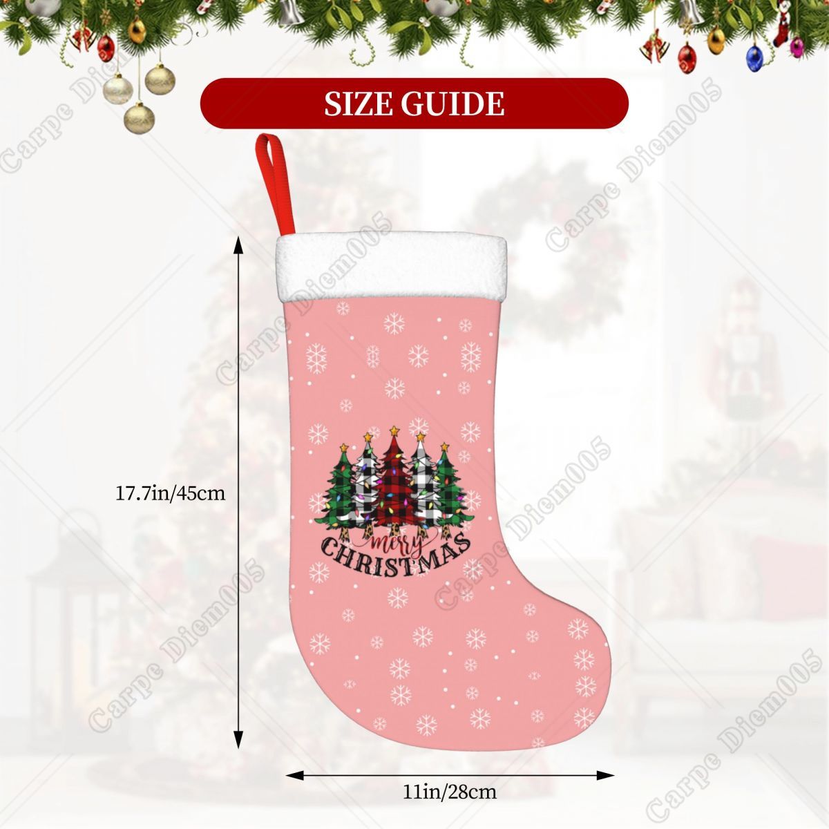 Pink Snowflakes Christmas Tree - Christmas Stocking Hanging บทวิจารณ์และราคา