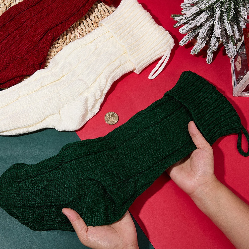 3Pcs 3 Colors Knitted Acrylic  - Christmas Stocking Hanging บทวิจารณ์และราคา