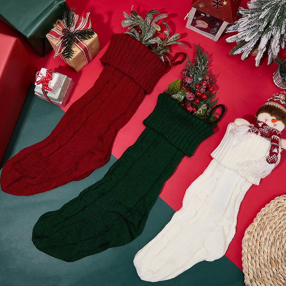 3Pcs 3 Colors Knitted Acrylic  - Christmas Stocking Hanging บทวิจารณ์และราคา