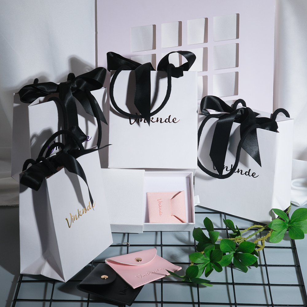 Custom White Paper Bag with Bl - Ribbon Bow Gift บทวิจารณ์และราคา