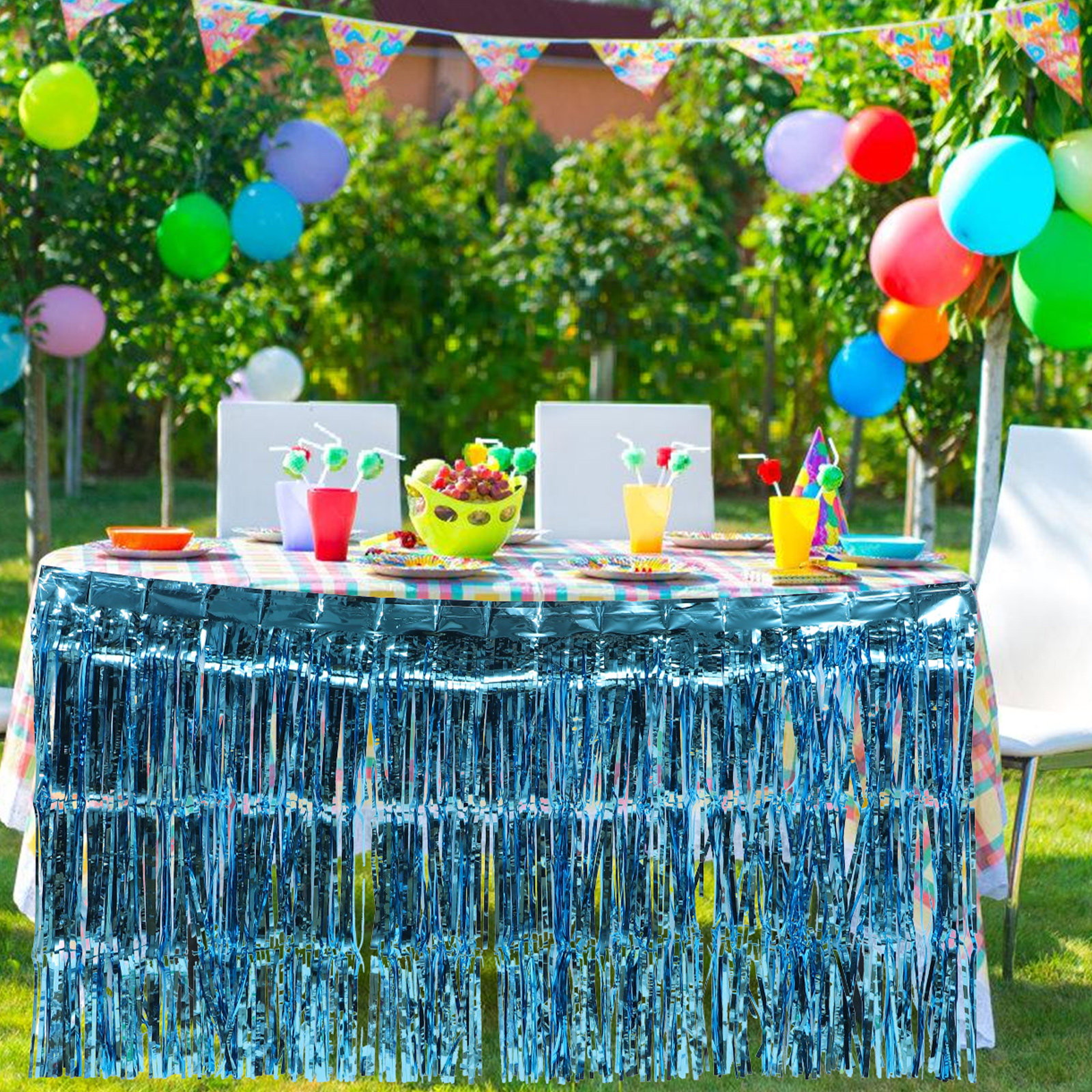 4Pcs Fringe Tinsel Table Skirt - Tinsel Garland Decoration บทวิจารณ์และราคา
