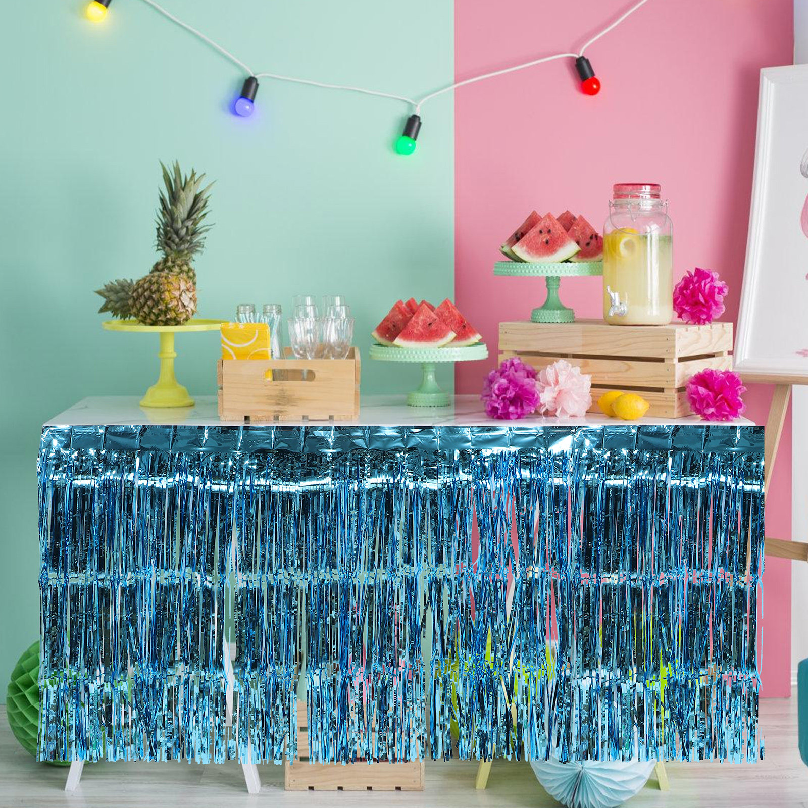 4Pcs Fringe Tinsel Table Skirt - Tinsel Garland Decoration บทวิจารณ์และราคา