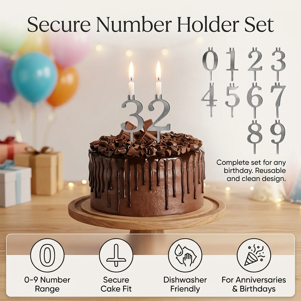 Stainless Steel Number Birthda - Holiday Candle Set บทวิจารณ์และราคา