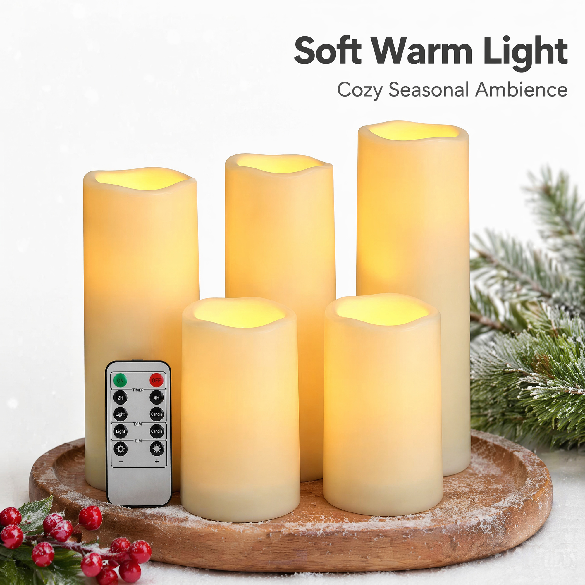 Flameless LED Pillar Candle Wa - Holiday Candle Set บทวิจารณ์และราคา