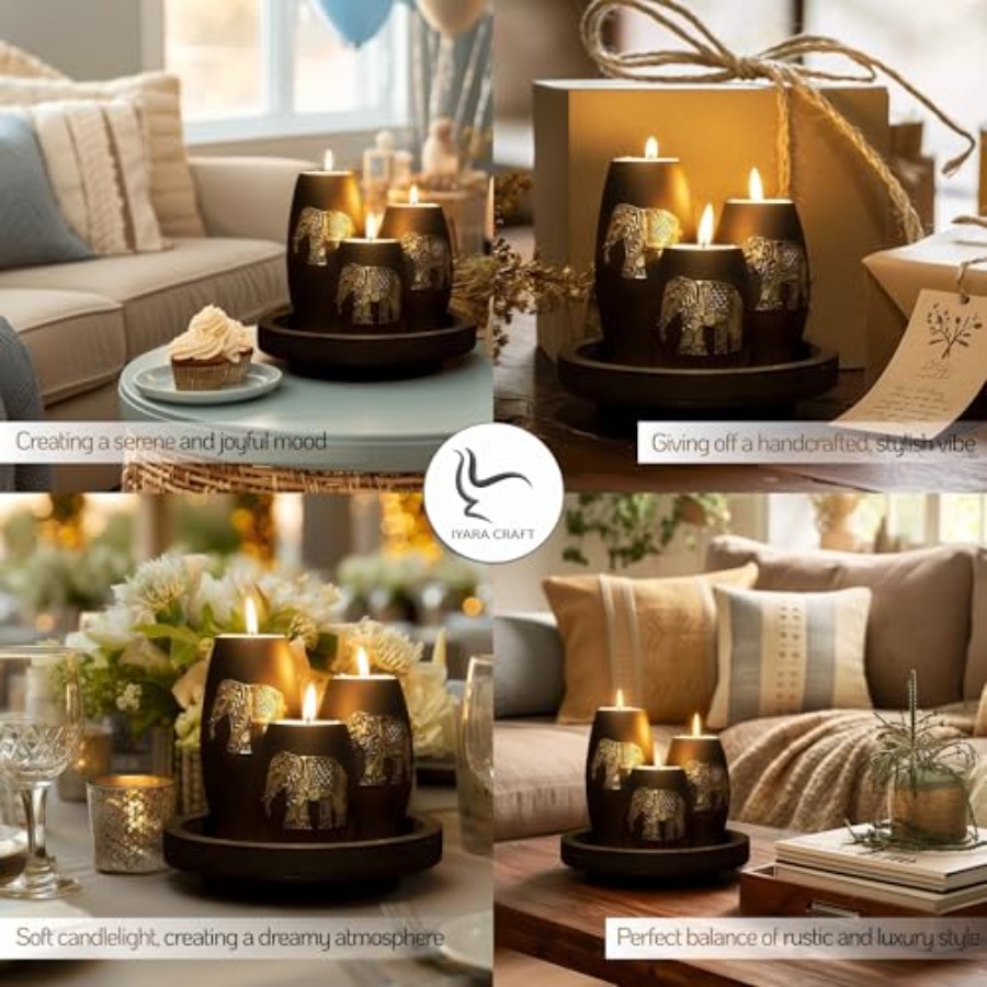 Elephant Candle Holder Set 3 H - Holiday Candle Set บทวิจารณ์และราคา