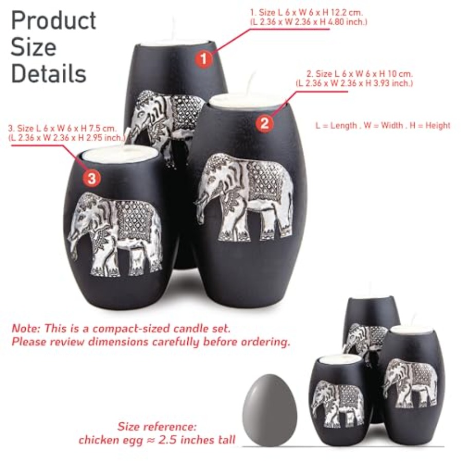 Elephant Candle Holder Set 3 H - Holiday Candle Set บทวิจารณ์และราคา