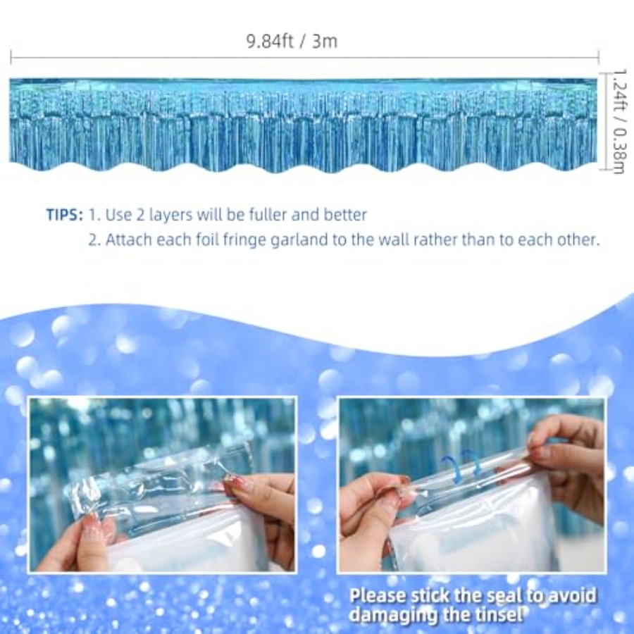 6 Pack Blue Foil Fringe Garlan - Tinsel Garland Decoration บทวิจารณ์และราคา