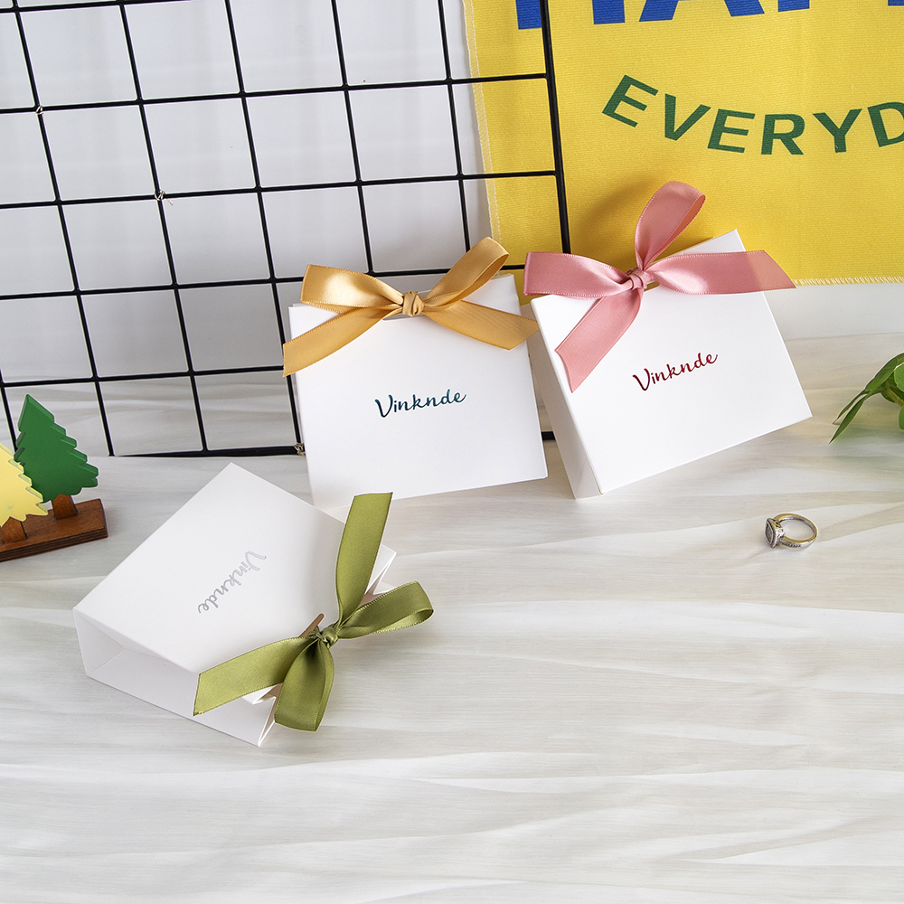 Cute Foldable Paper Jewelry Ba - Ribbon Bow Gift บทวิจารณ์และราคา