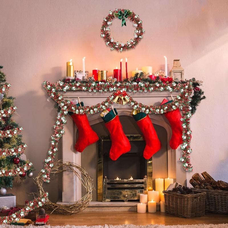 2M Red Green Christmas Tinsel  - Tinsel Garland Decoration บทวิจารณ์และราคา
