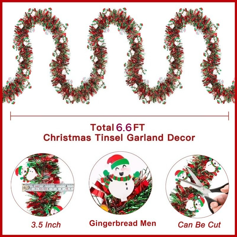 2M Red Green Christmas Tinsel  - Tinsel Garland Decoration บทวิจารณ์และราคา