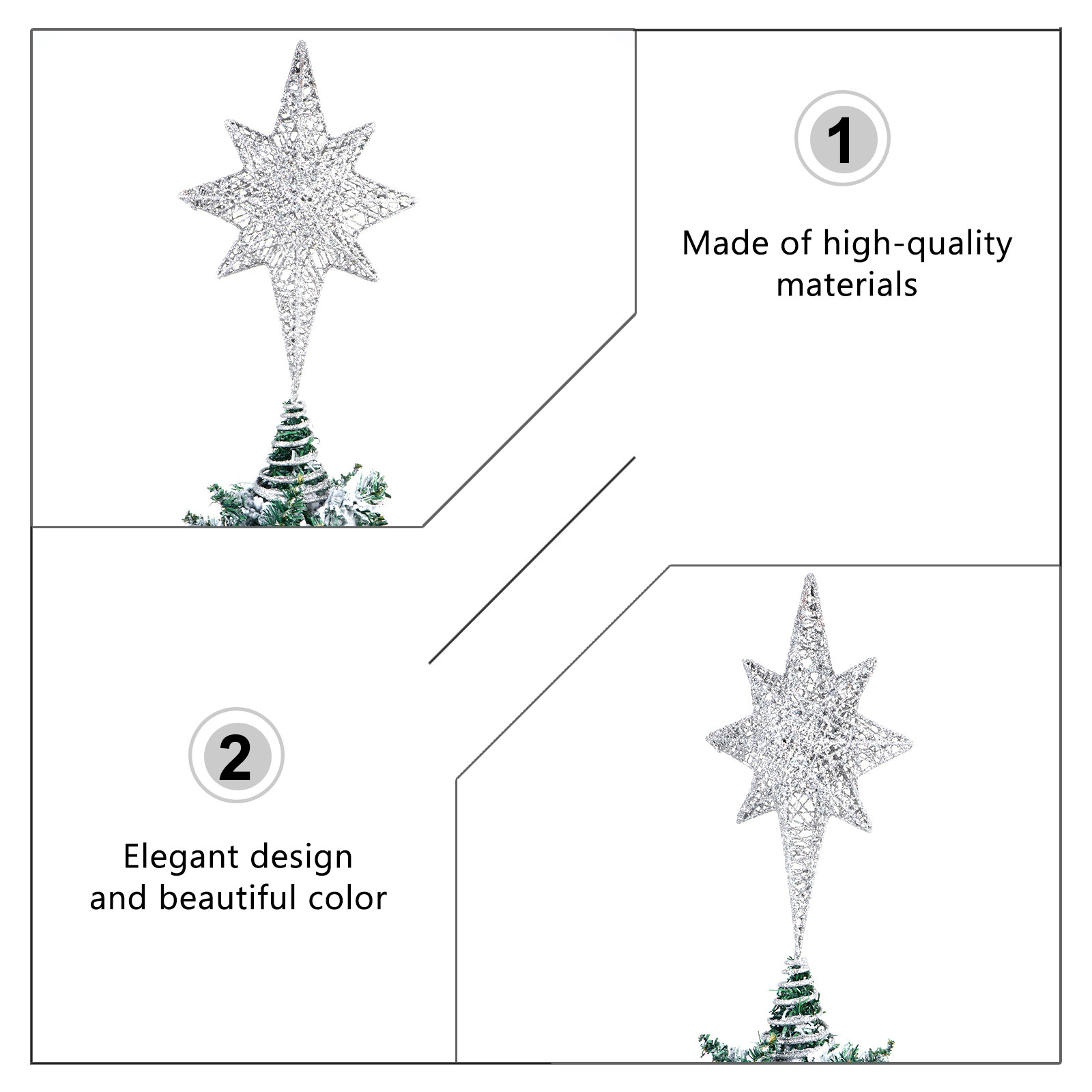 1Pcs Glittering Gold-Toned Eig - Star Tree Topper บทวิจารณ์และราคา