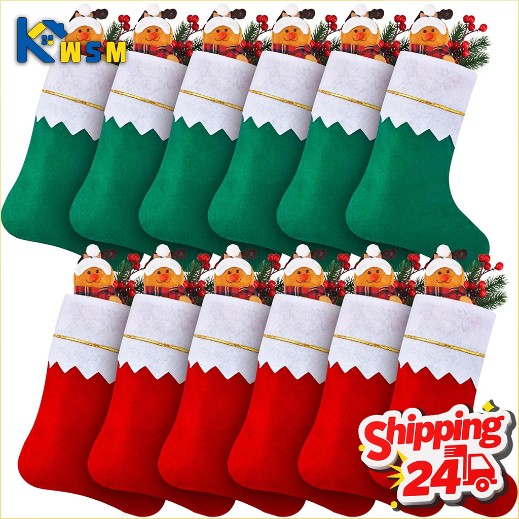 Double Sided Gold Trim Christm - Christmas Stocking Hanging บทวิจารณ์และราคา