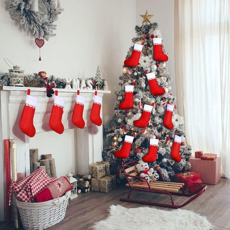 Double Sided Gold Trim Christm - Christmas Stocking Hanging บทวิจารณ์และราคา