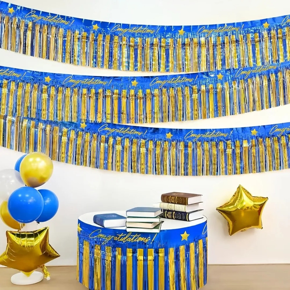 3Pcs Blue Gold Foil Fringe Gar - Tinsel Garland Decoration บทวิจารณ์และราคา