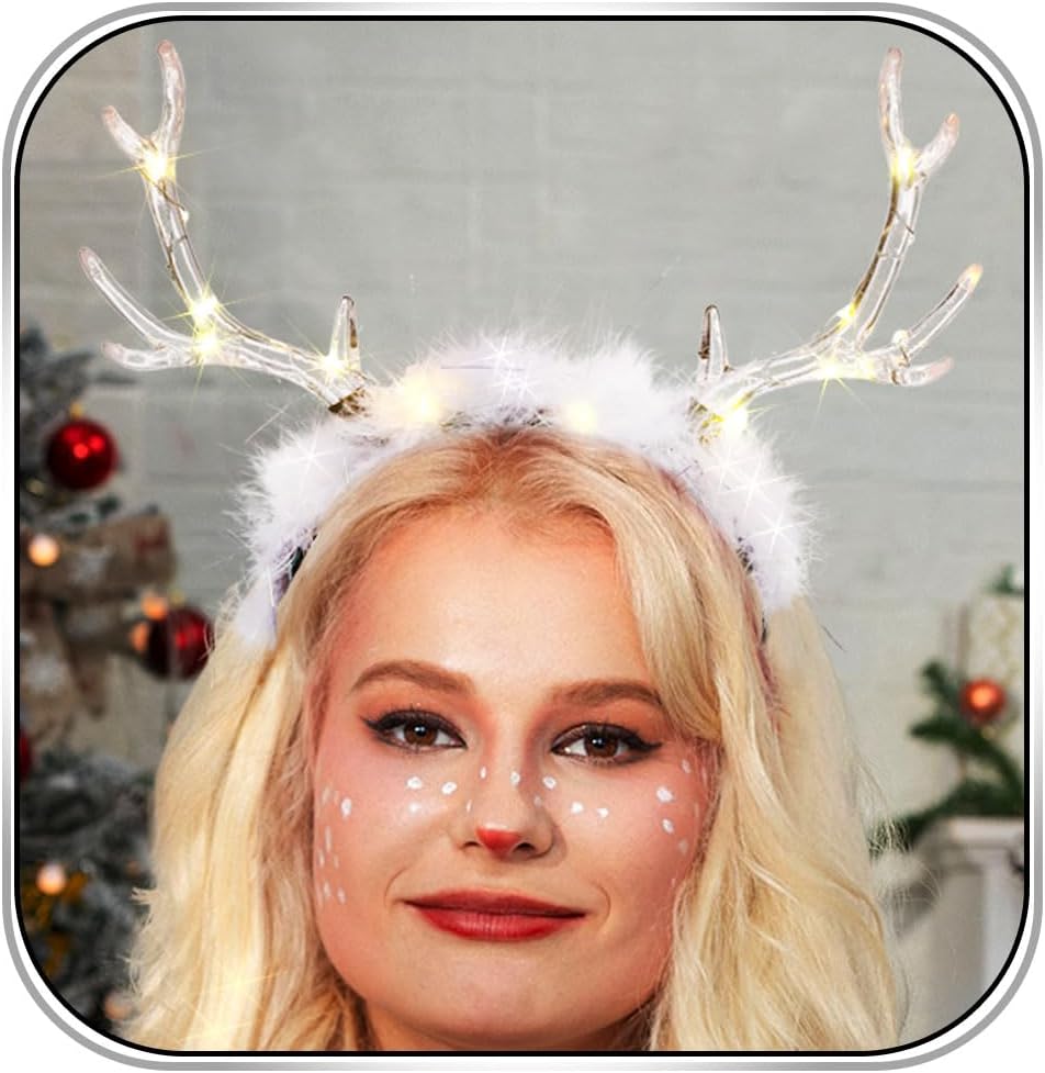 Glowing Clear Christmas Deer F - Reindeer Antlers Headband บทวิจารณ์และราคา