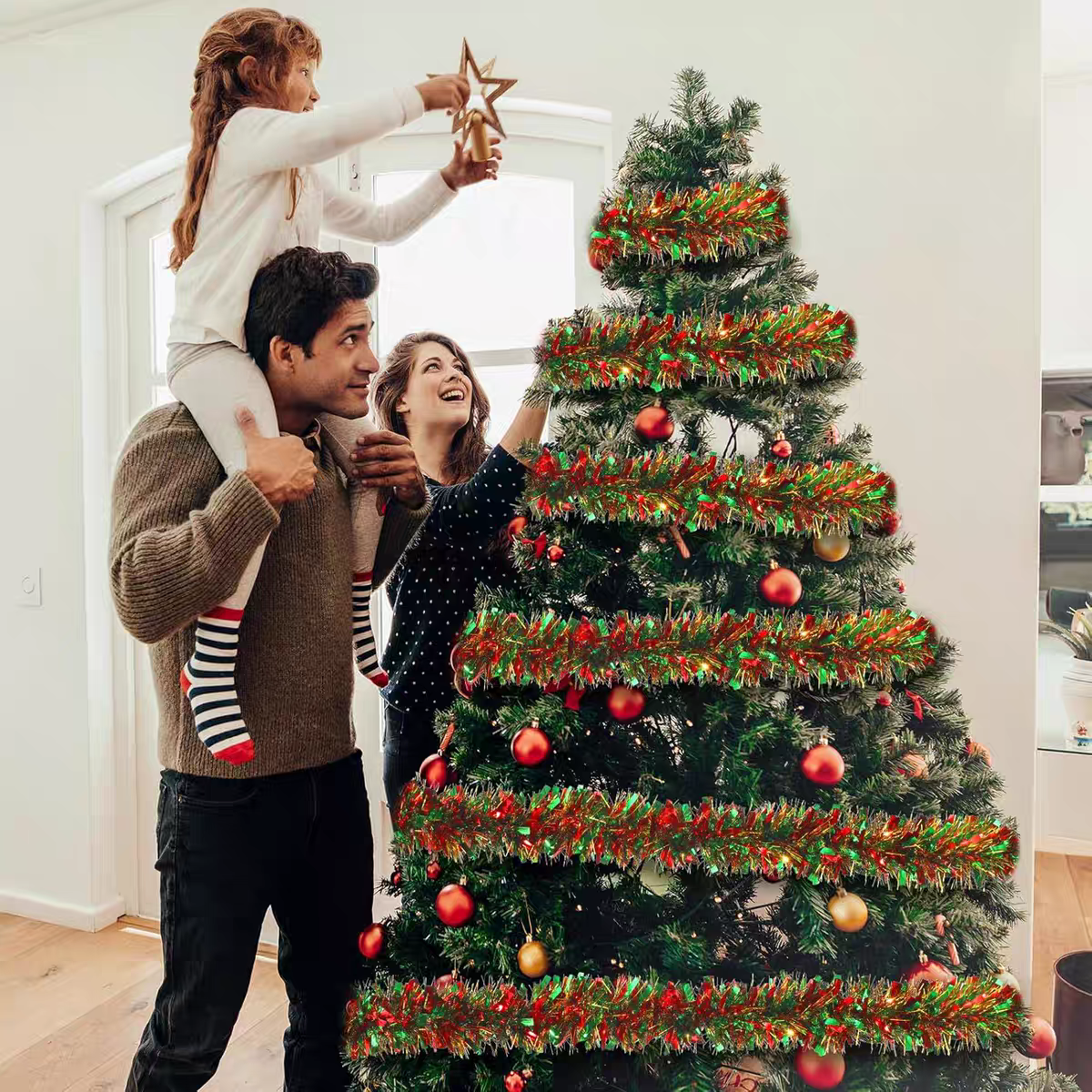 2/10M Christmas Tinsel Garland - Tinsel Garland Decoration บทวิจารณ์และราคา
