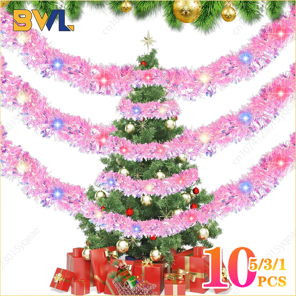 1-10PCS Pink Tinsel Garland Sh - Tinsel Garland Decoration บทวิจารณ์และราคา