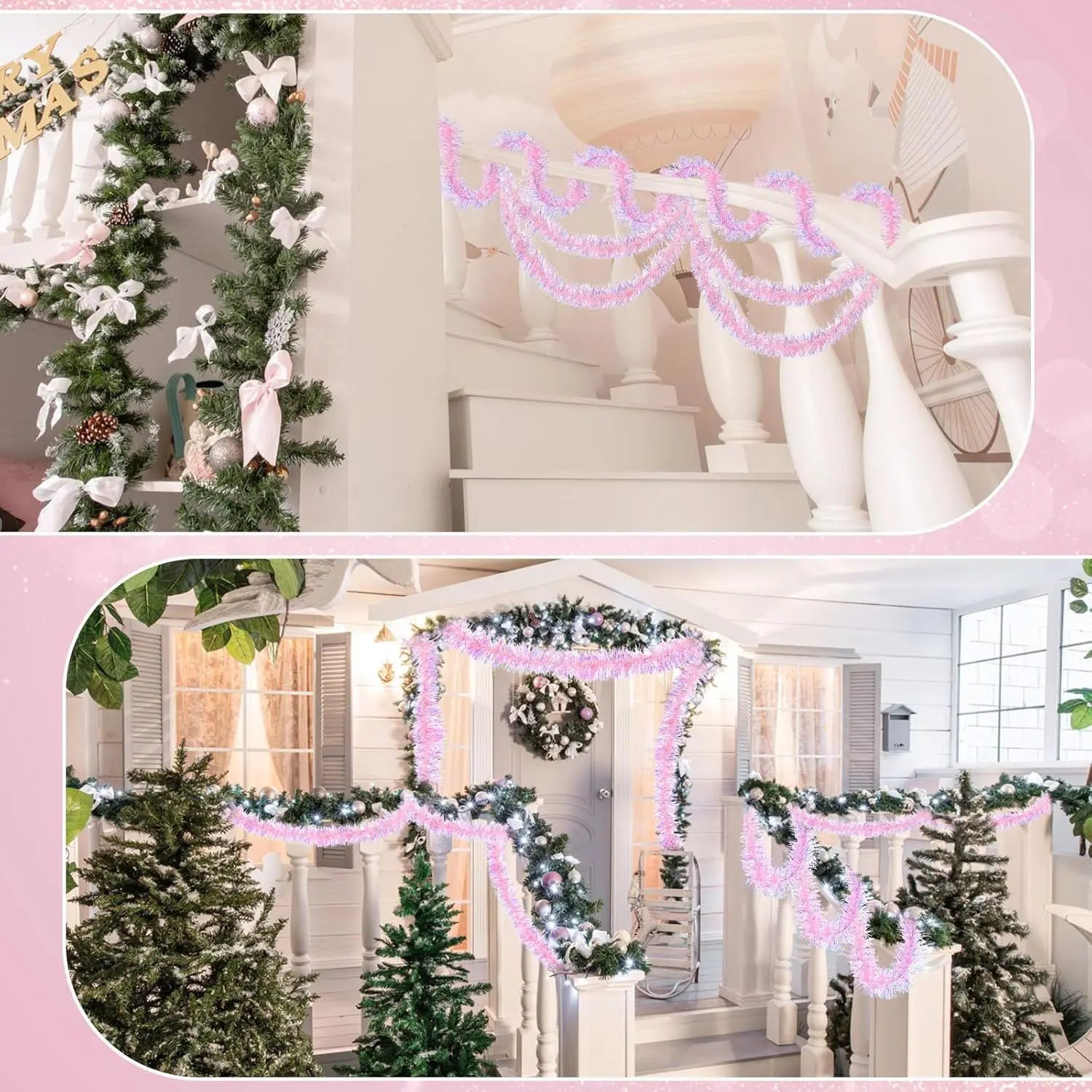 1-10PCS Pink Tinsel Garland Sh - Tinsel Garland Decoration บทวิจารณ์และราคา