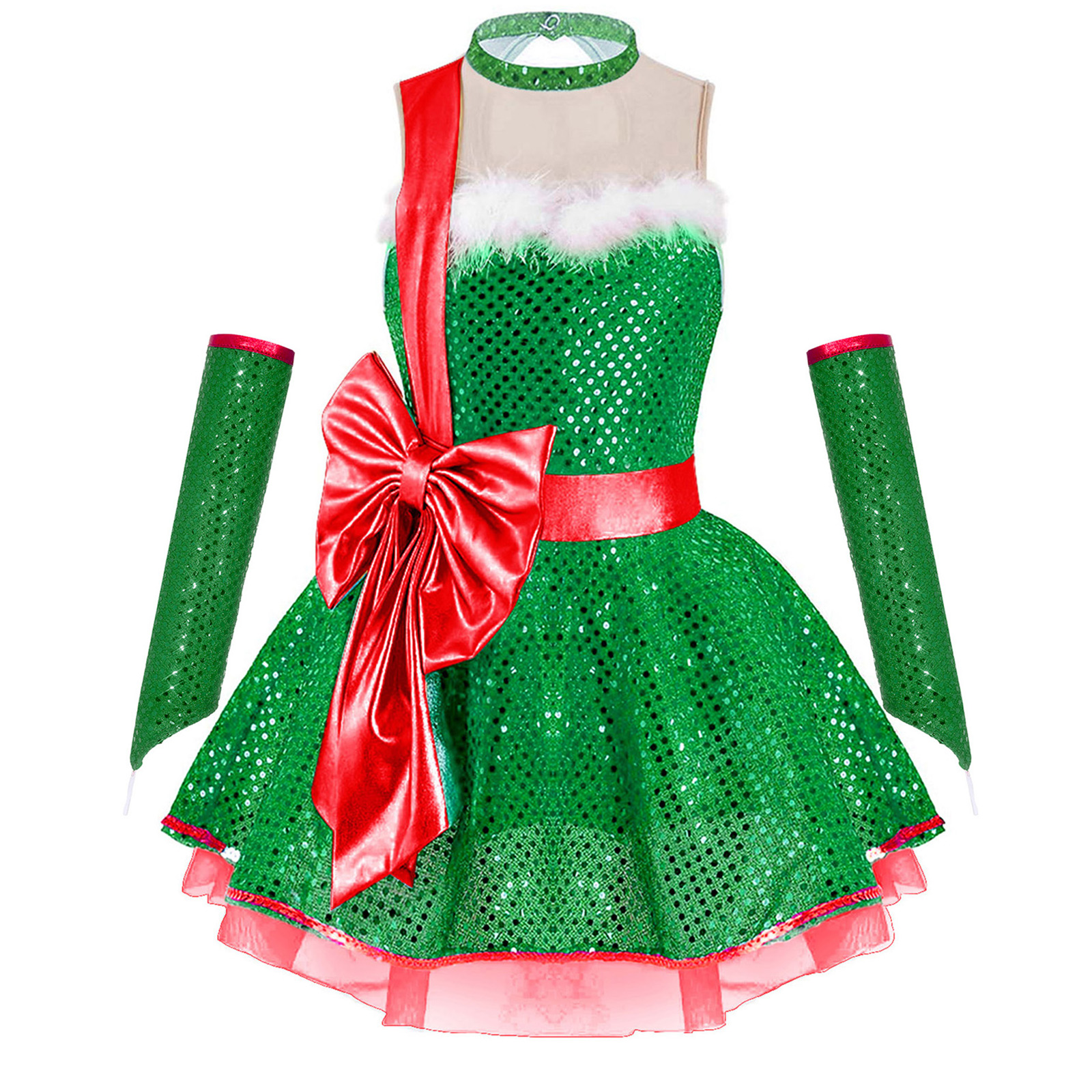 Teen Girls Christmas Sleeveles - Elf Costume Christmas บทวิจารณ์และราคา