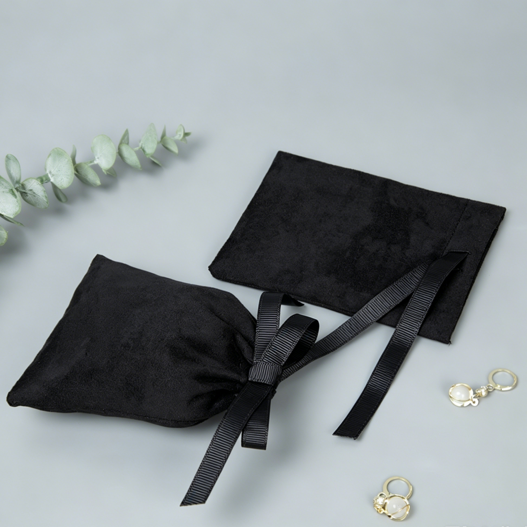10Pcs Black Flannel Jewelry Po - Ribbon Bow Gift บทวิจารณ์และราคา