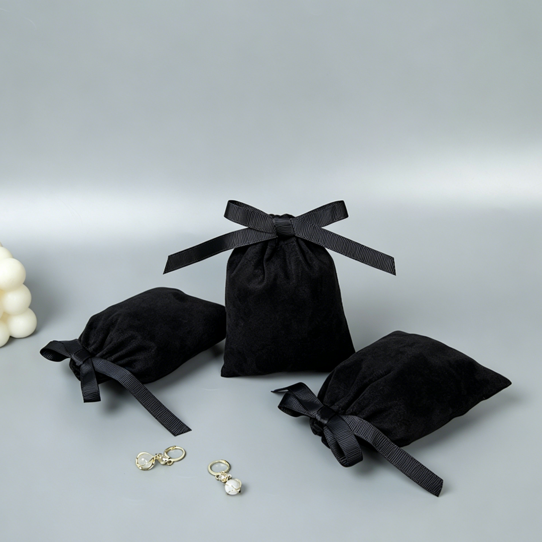 10Pcs Black Flannel Jewelry Po - Ribbon Bow Gift บทวิจารณ์และราคา