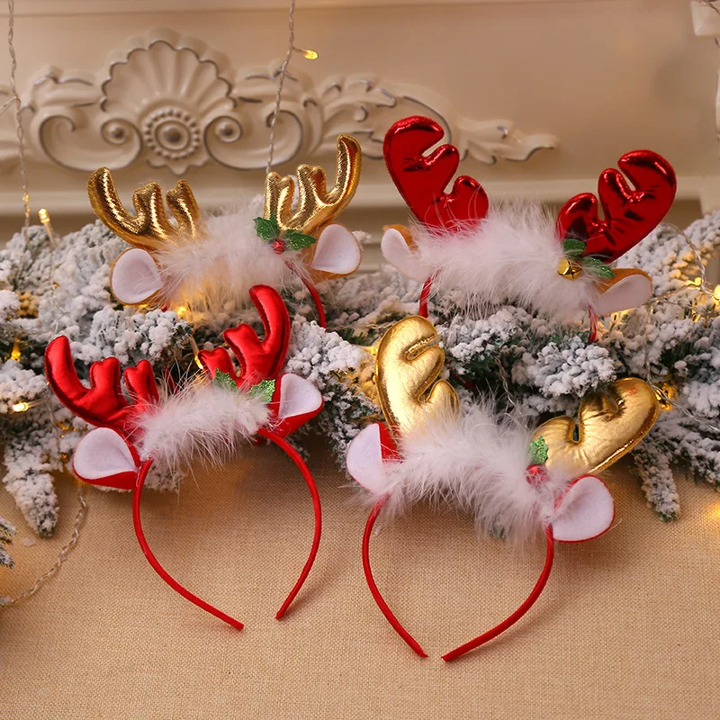 Fashion Christmas Red Bows Hea - Reindeer Antlers Headband บทวิจารณ์และราคา