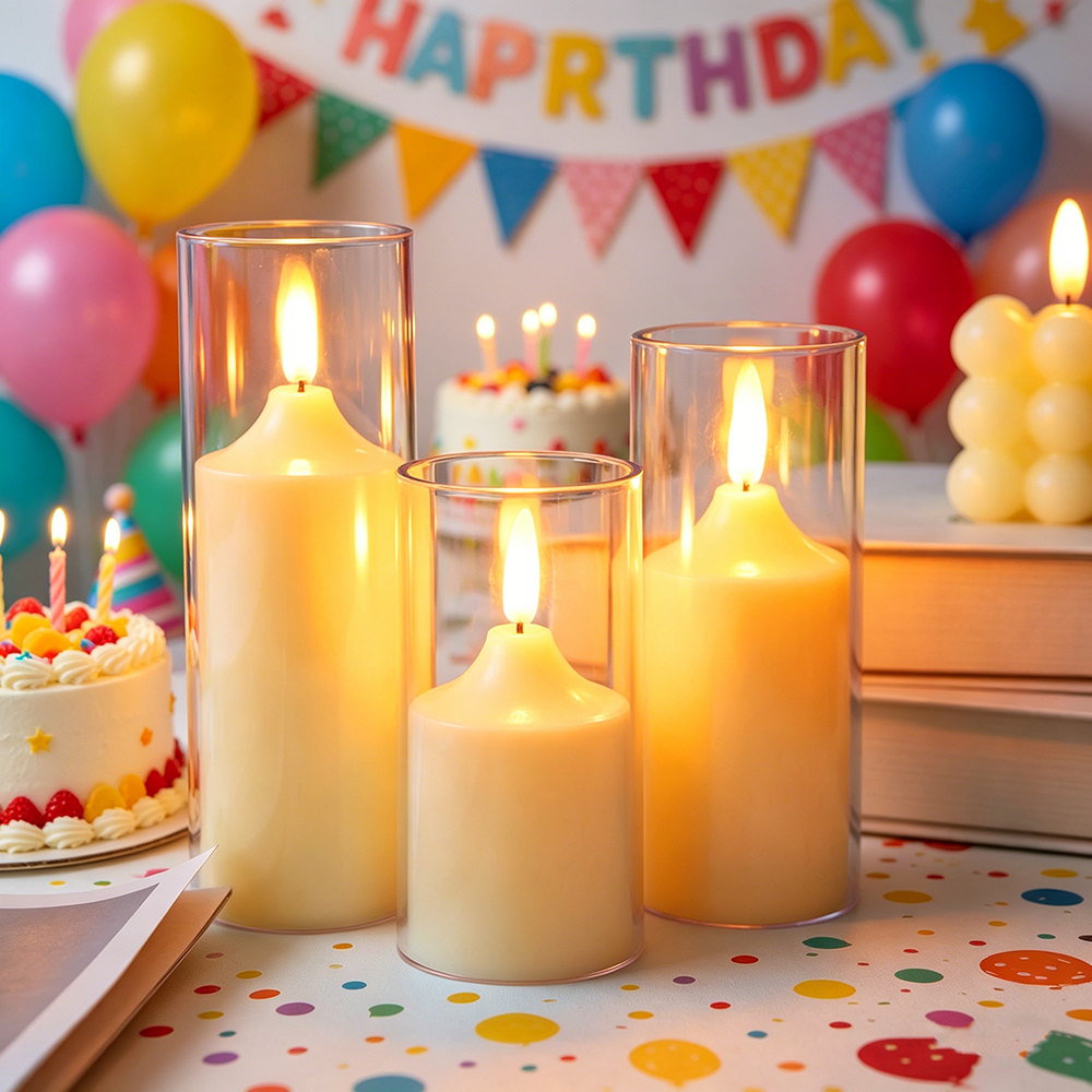 3pcs/ set LED Flameless Flicke - Holiday Candle Set บทวิจารณ์และราคา