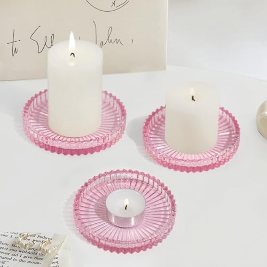 Glass Pillar Candle Holder, 4