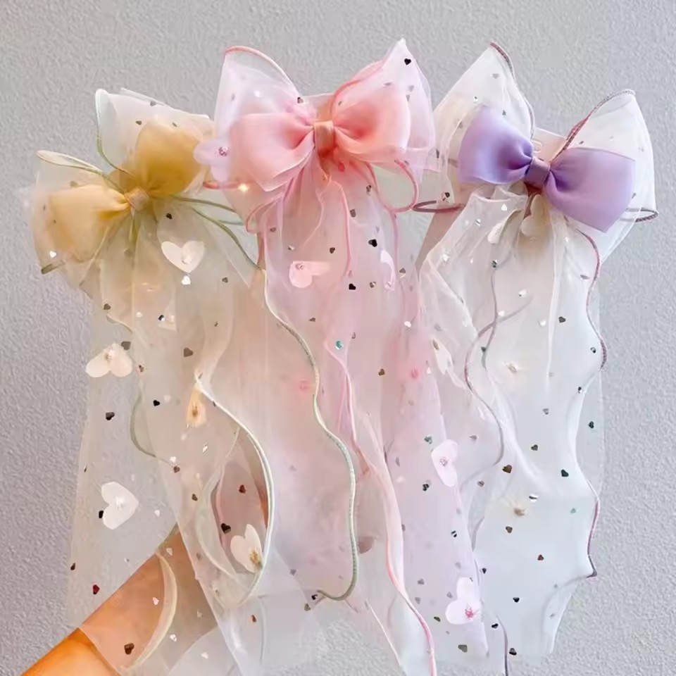 Korean Fairy Mesh Bow Hair Cli - Ribbon Bow Gift บทวิจารณ์และราคา