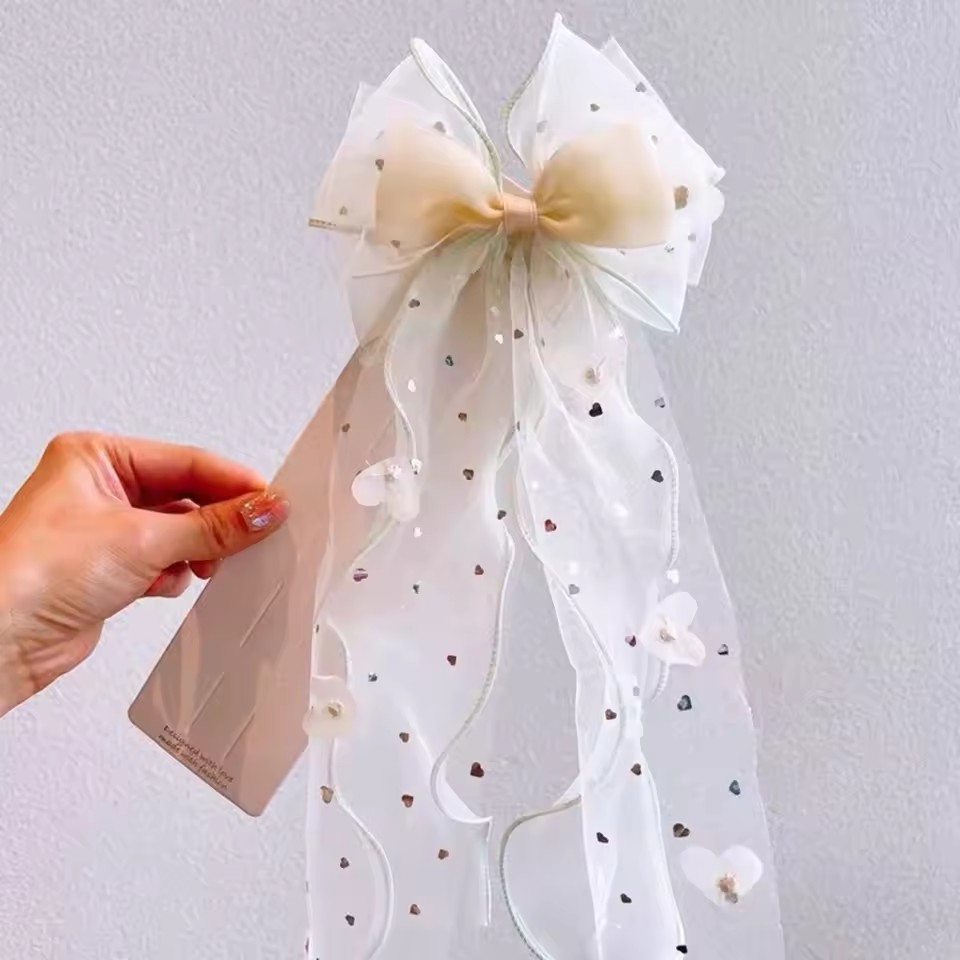 Korean Fairy Mesh Bow Hair Cli - Ribbon Bow Gift บทวิจารณ์และราคา
