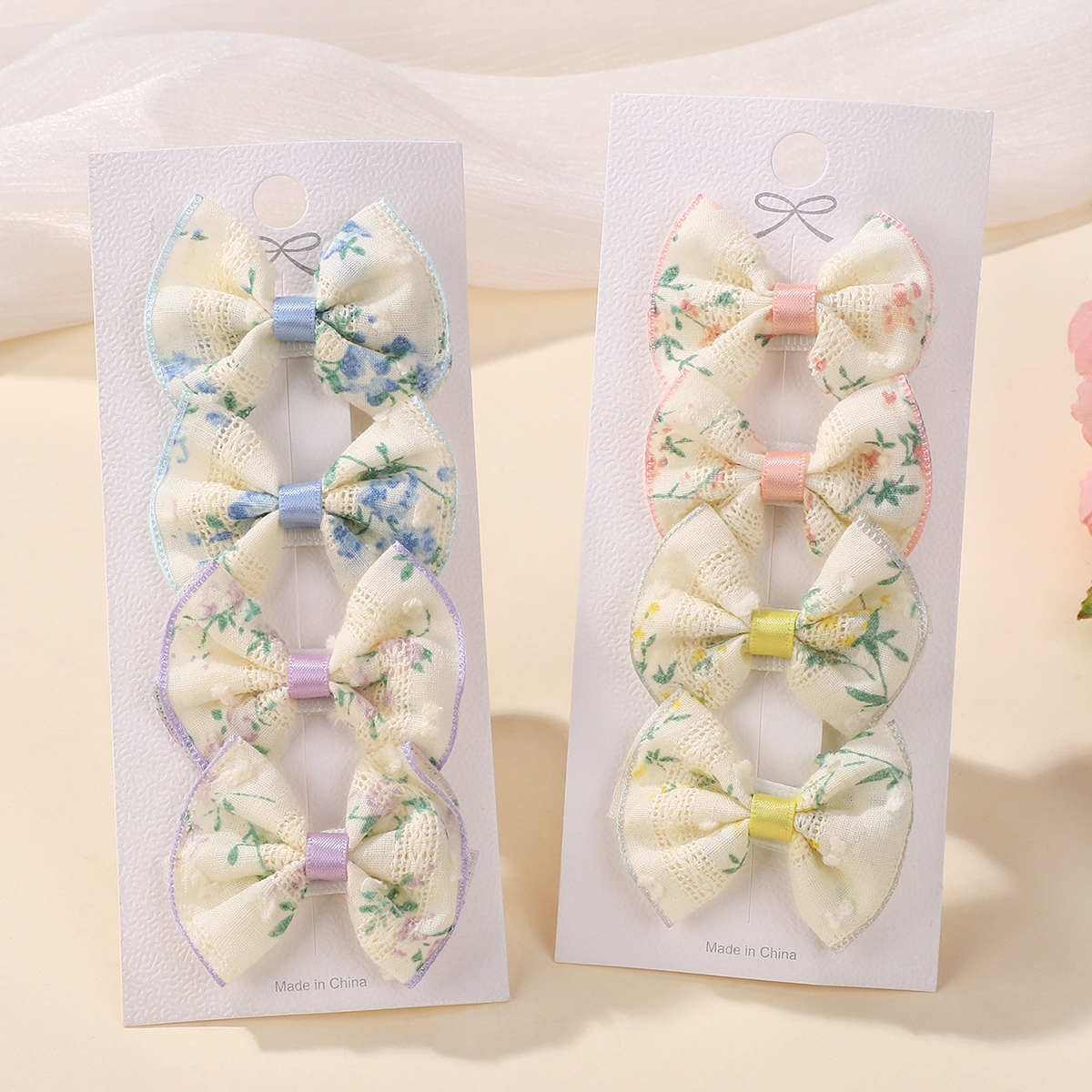 4pcs Cute Printing Bow Hair Cl - Ribbon Bow Gift บทวิจารณ์และราคา