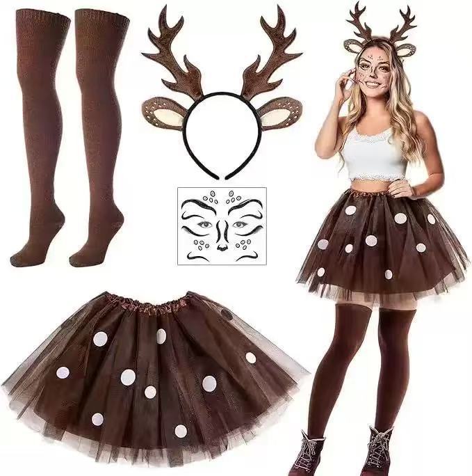 Reindeer Costume Set Antler He - Reindeer Antlers Headband บทวิจารณ์และราคา