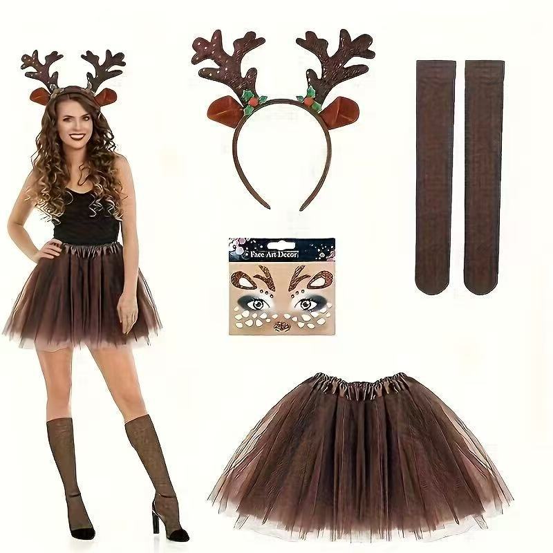 Reindeer Costume Set Antler He - Reindeer Antlers Headband บทวิจารณ์และราคา