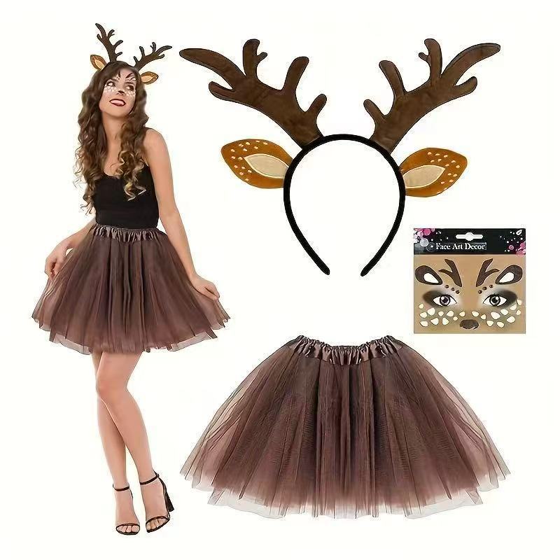 Reindeer Costume Set Antler He - Reindeer Antlers Headband บทวิจารณ์และราคา