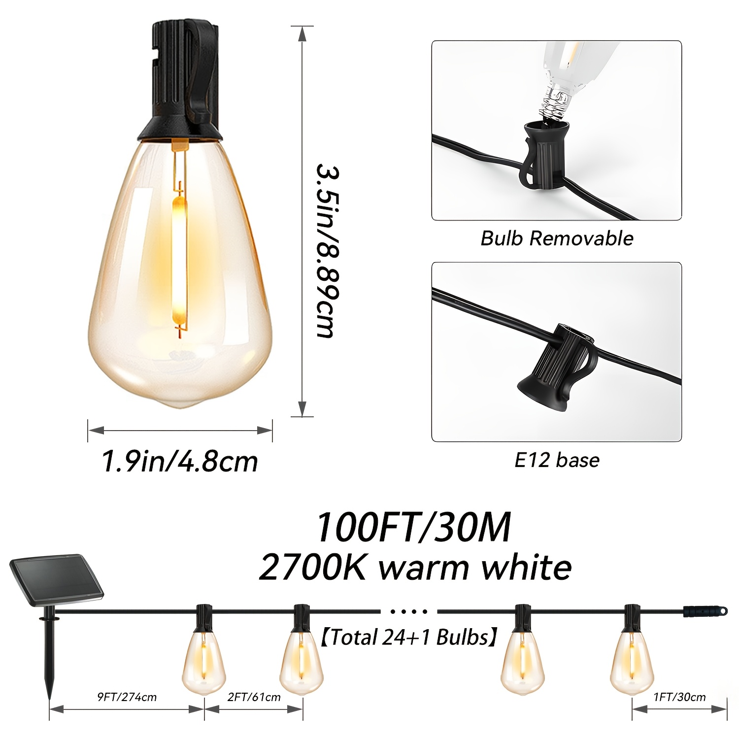 Solar Lights Outdoor, 100ft Pa - Christmas Lights Outdoor บทวิจารณ์และราคา