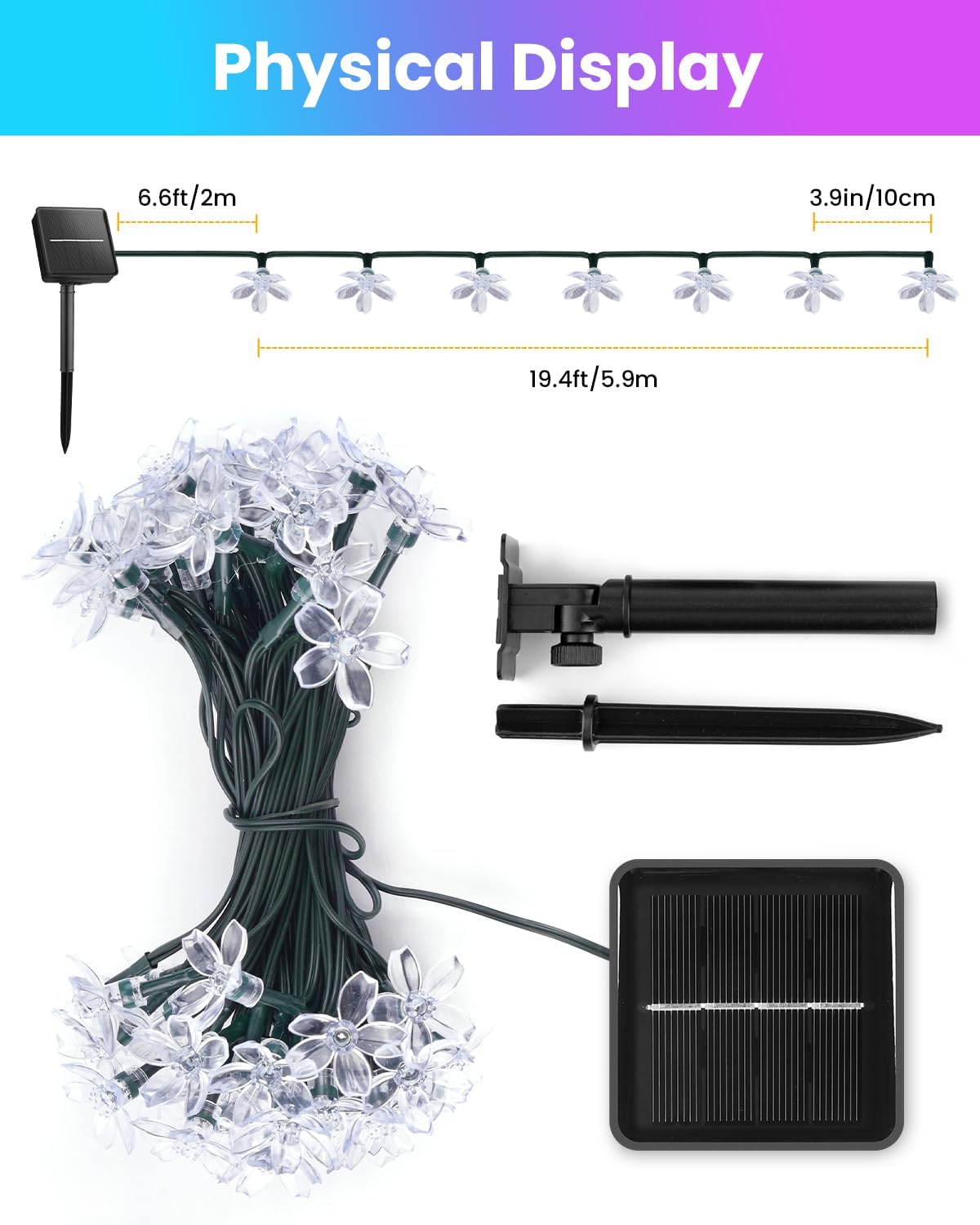 60 LED Flower Solar String Lig - Led Fairy String Lights บทวิจารณ์และราคา