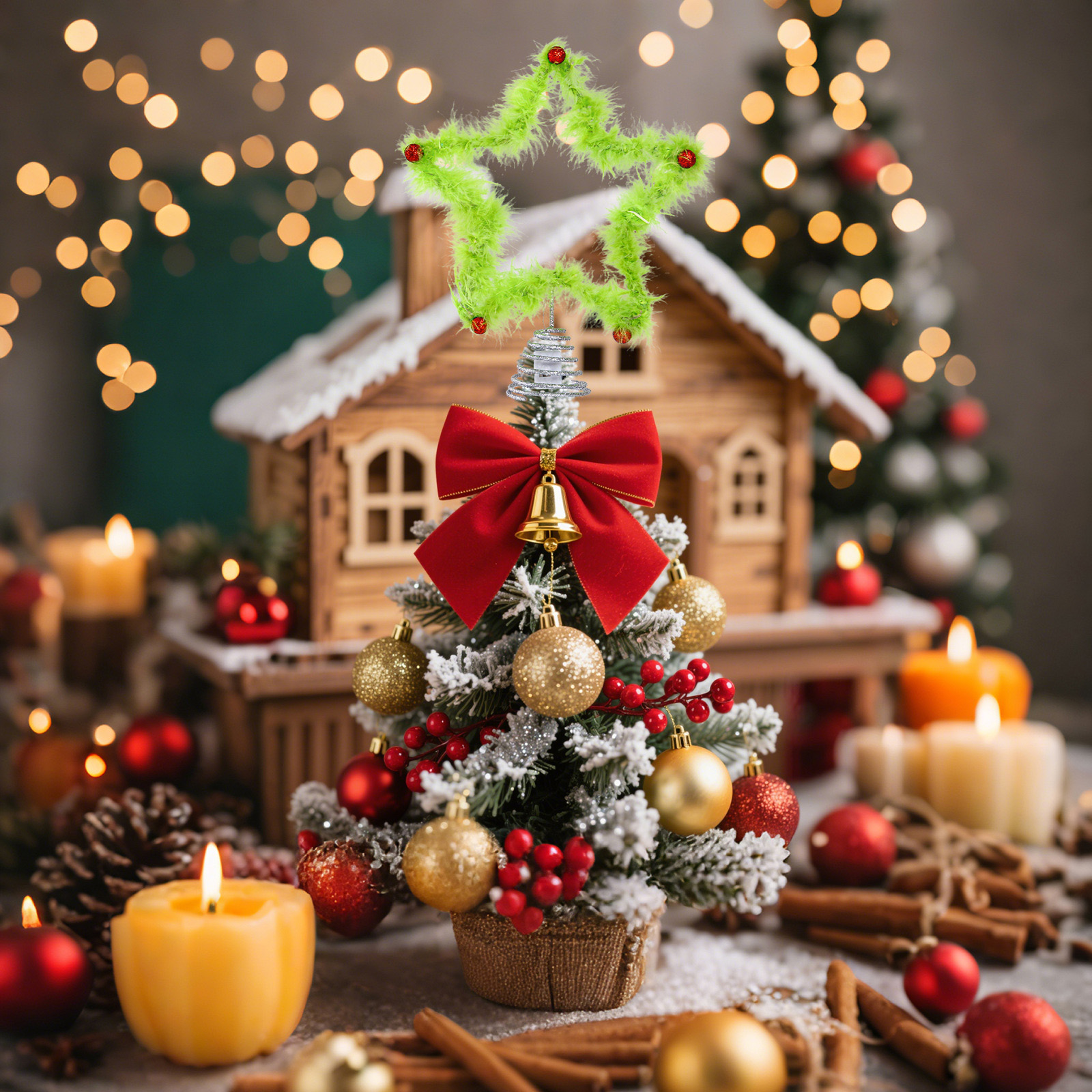 Christmas Fuzzy Grinch Star Tr - Star Tree Topper บทวิจารณ์และราคา