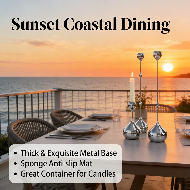 Silver Metal Candle Holder Set - Holiday Candle Set บทวิจารณ์และราคา