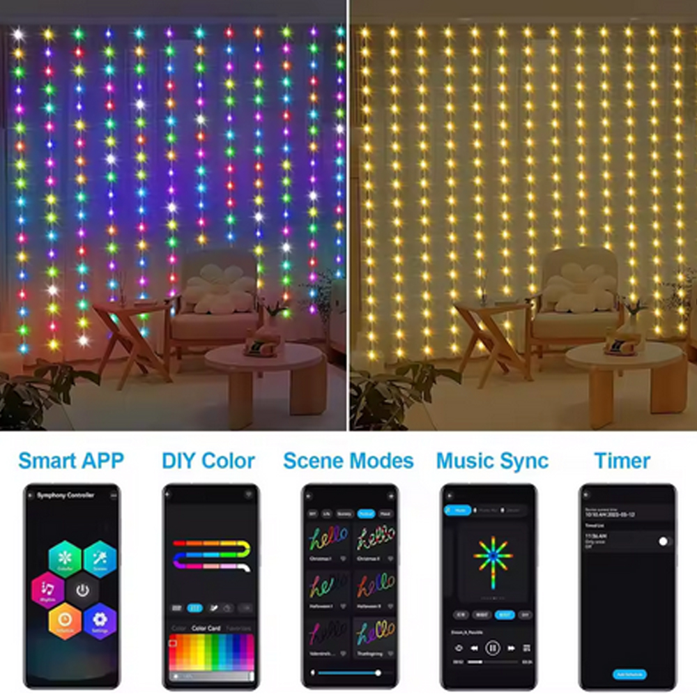 3M RGB Smart LED Curtain Light - Led Fairy String Lights บทวิจารณ์และราคา